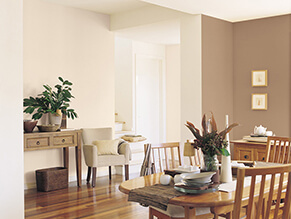 Neutral brown traditional dining room